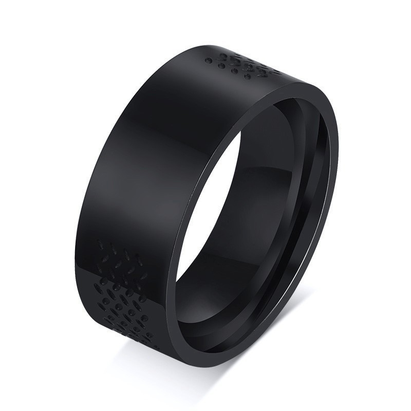 Wholesale 50 Black 8mm Flat Plain Band stainless steel rings Jewelry lots