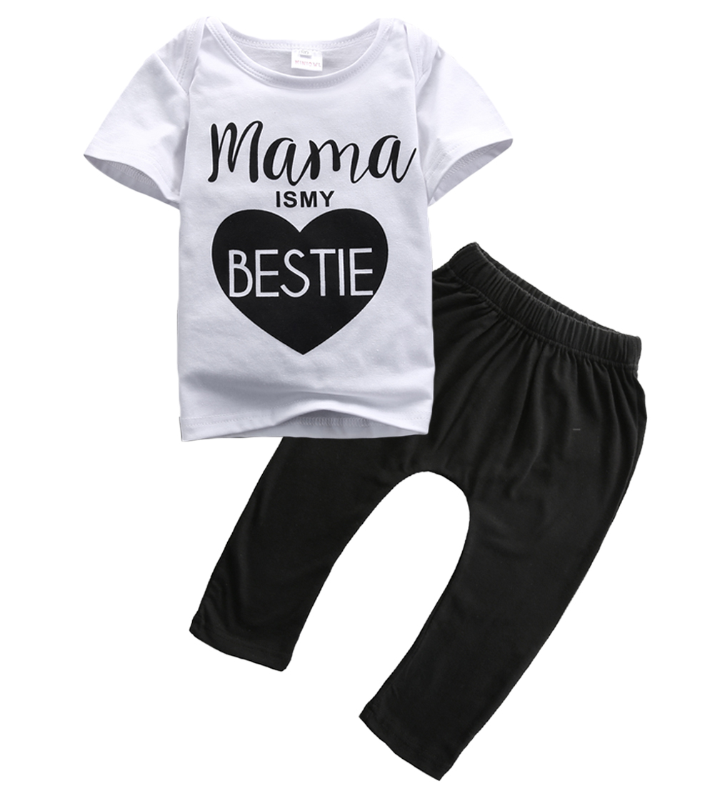 2019 NEW FASHION 0-24M Newborn Infant Kids Baby Girls Cute T-shirt + Long Pant Outfit Clothes Set-image-470720276
