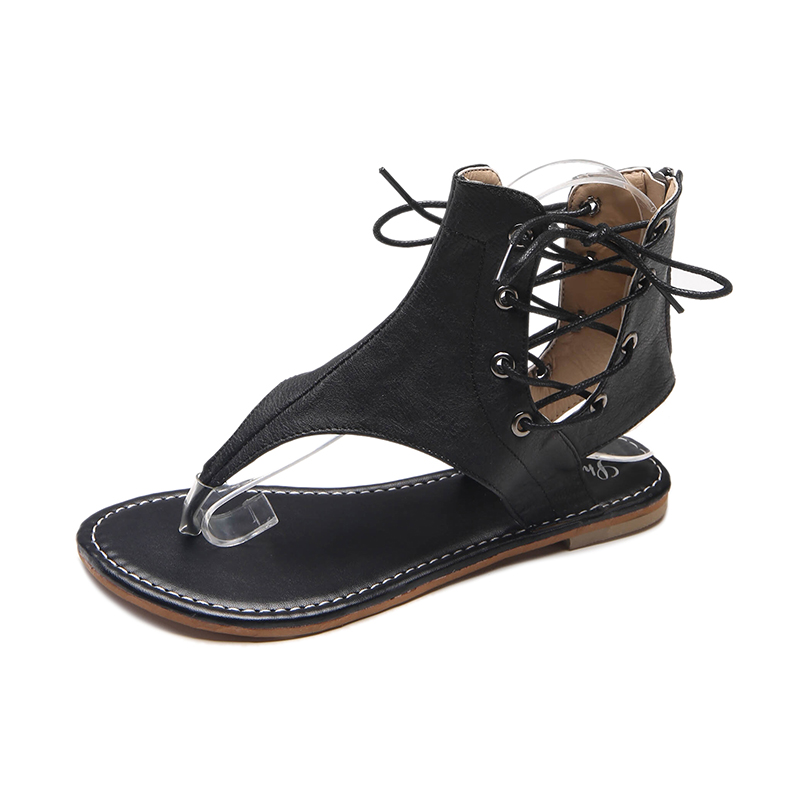 

Hot Sale-Gladiator Sandals Flip-Sandals Vintage Summer Shoes Leather Flat Sandalias Mujer, No.1