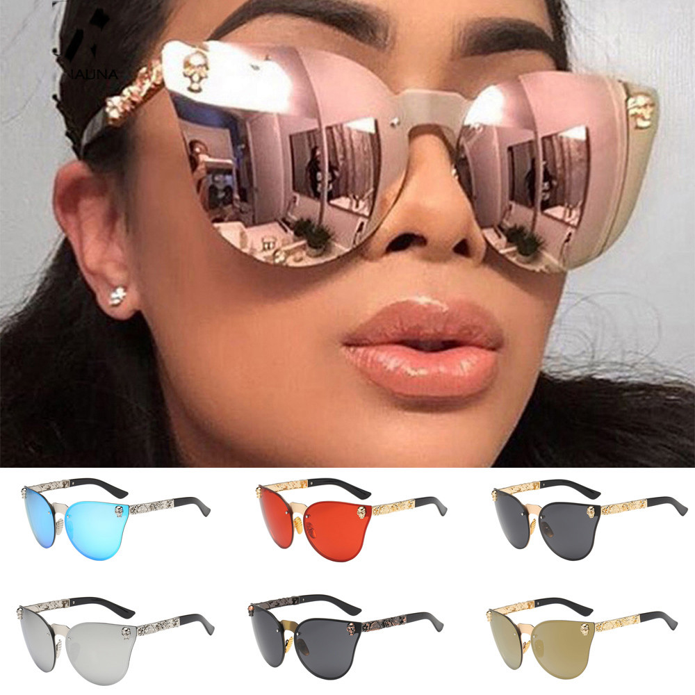 

Fashion Women Gothic Eyewear Cat Eye Sunglasses Women Skull Frame Glasses Chic Female Shades feminino