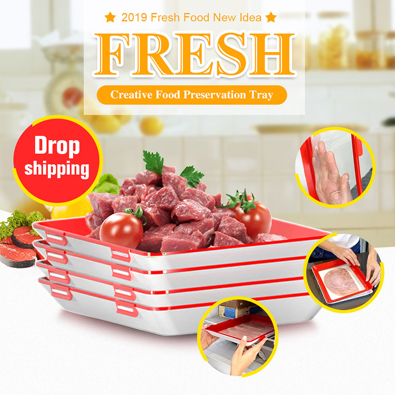 

Clever Tray Creative Plastic Preservation Tray Kitchen Items Storage Container Set Fresh Storage Microwave Cover