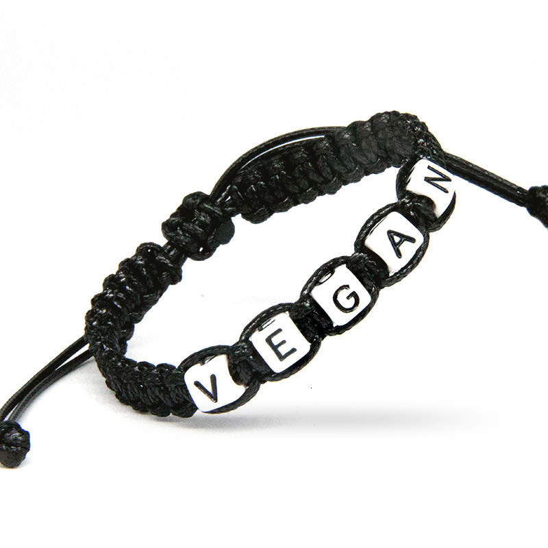 

1pcs Vegan Is Respectable Charm Bracelets Rope Chain Infinity Adjust Size For Vegetarian Beaded Jewelry Gift Decor Supplies