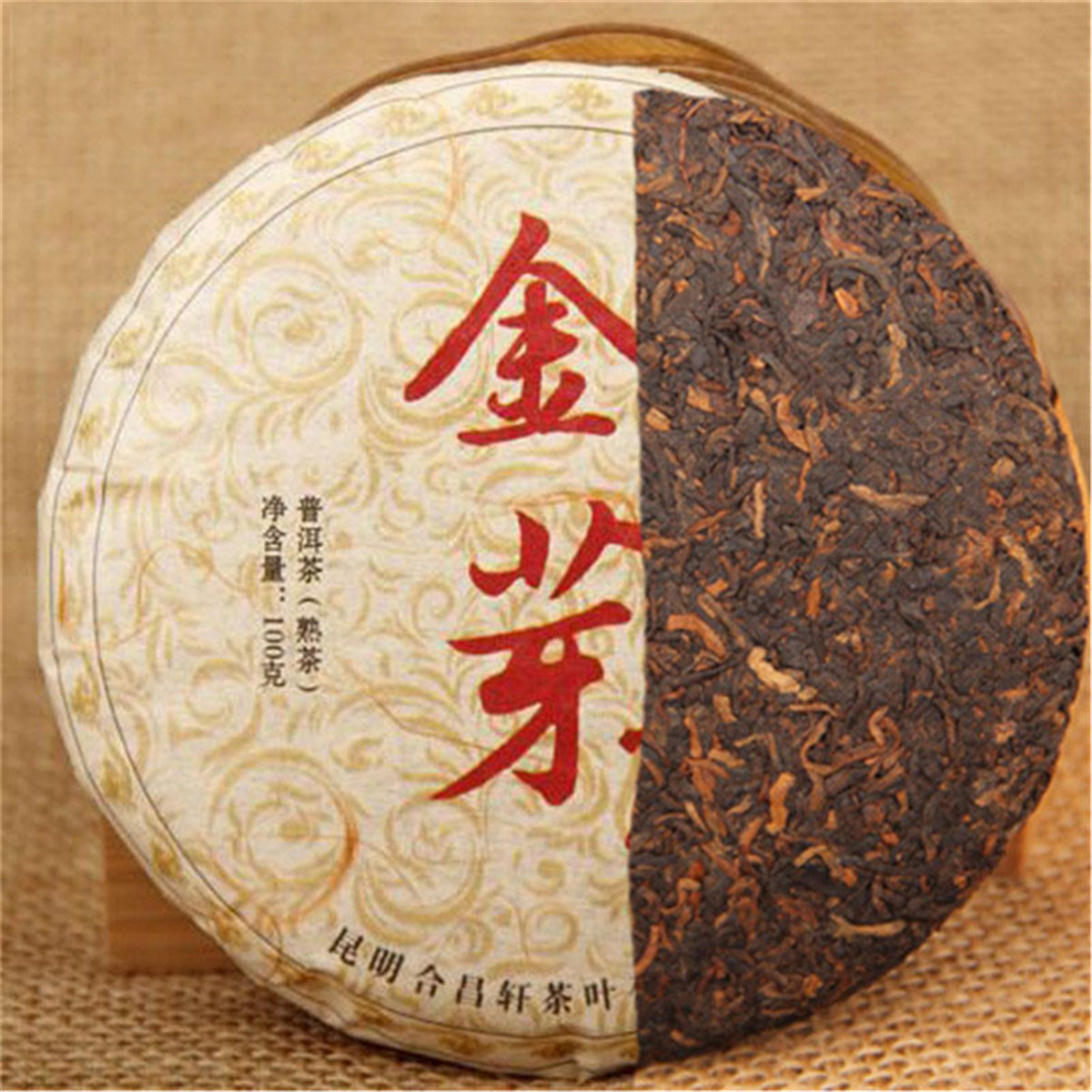 

Preference 100g Ripe Puer Tea Yunnan Gold Bud Small Cake Puer Tae Organic Natural Pu'er Oldest Tree Cooked Pu-er Black Puerh Green Food