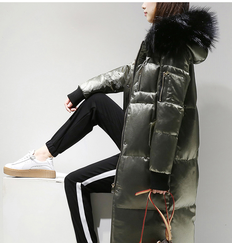 

Winter Women Duck Down Jacket Parkas New Fashion Warm Thick Long Coat Female Loose Hooded Windbreaker Hot LX2273, Black balck fur