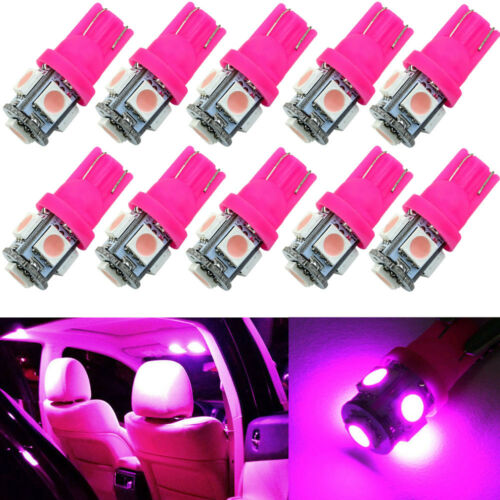 

100X T10 2825 168 194 Pink/Purple 5SMD LED Interior Dome Map Trunk Light bulbs 3020 12v pink Wedge Lighting door lamp