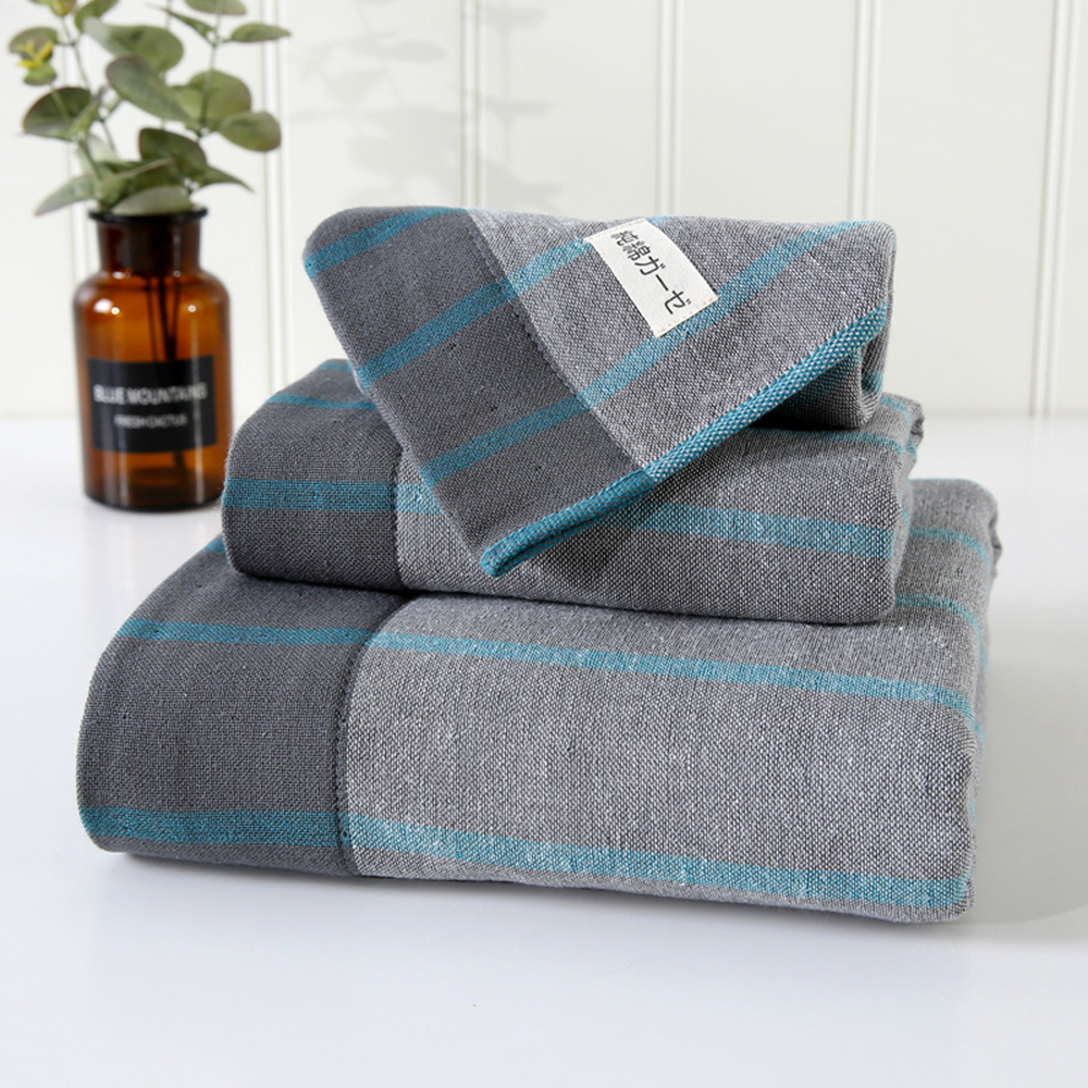 

3pcs Bath Towel Set Super Absorbent Cotton Face Hand Bathroom Towels Set Striped Soft Body Shower Towel for Home, Pink