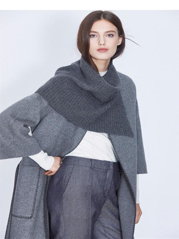 

Arlenesain grey double-sided cashmere coat temperament pure solid shawl collar coat