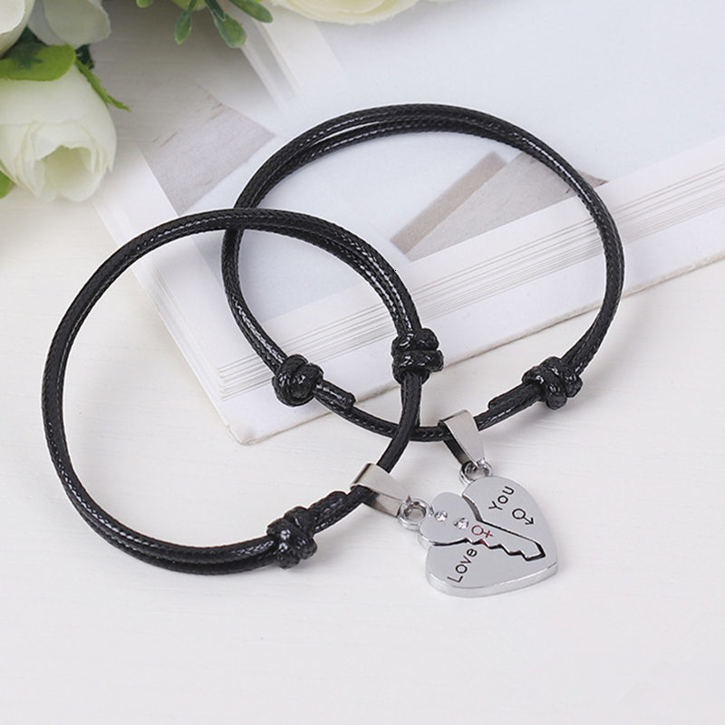 

2pcs Couple Bracelets Love Key Pendant Accessories Vintage Rope Chain Adjustable Fashion Jewelry Bracelet Gifts For Lovers