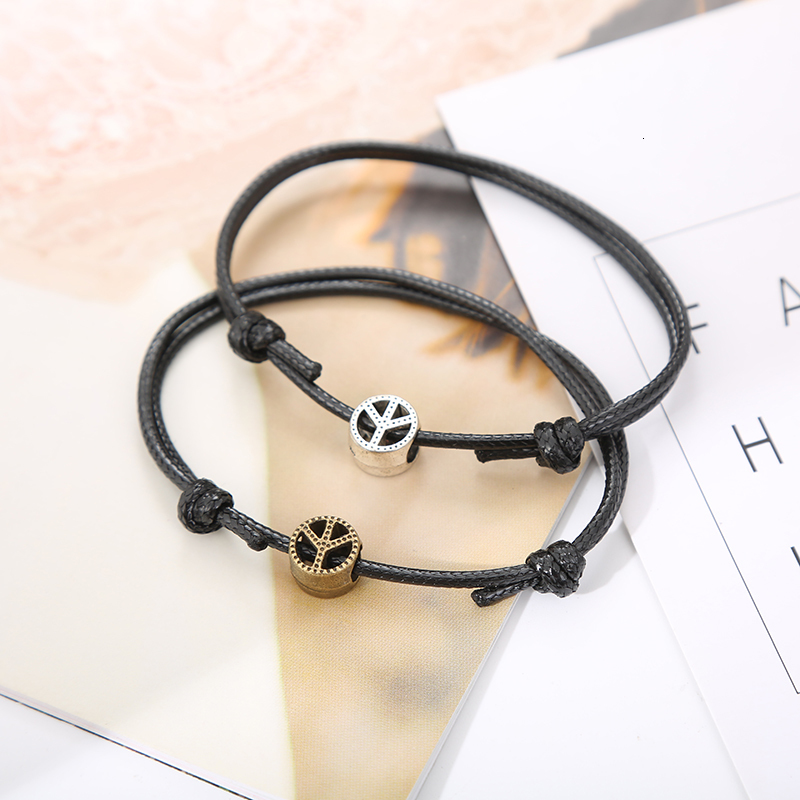 

2 Pcs/set Vintage Rope Chain Bracelets For Women And Men 2019 New Fashion Couple Bracelets Small Peace Bracelet Gifts For Women