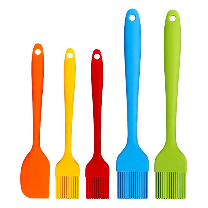 

5pcs/set Barbecue Tools Liquid Oil Cake Bread Cream Silicone Brush Scraper Non-stick Basting Pastry Brushes Outdoor BBQ Tools