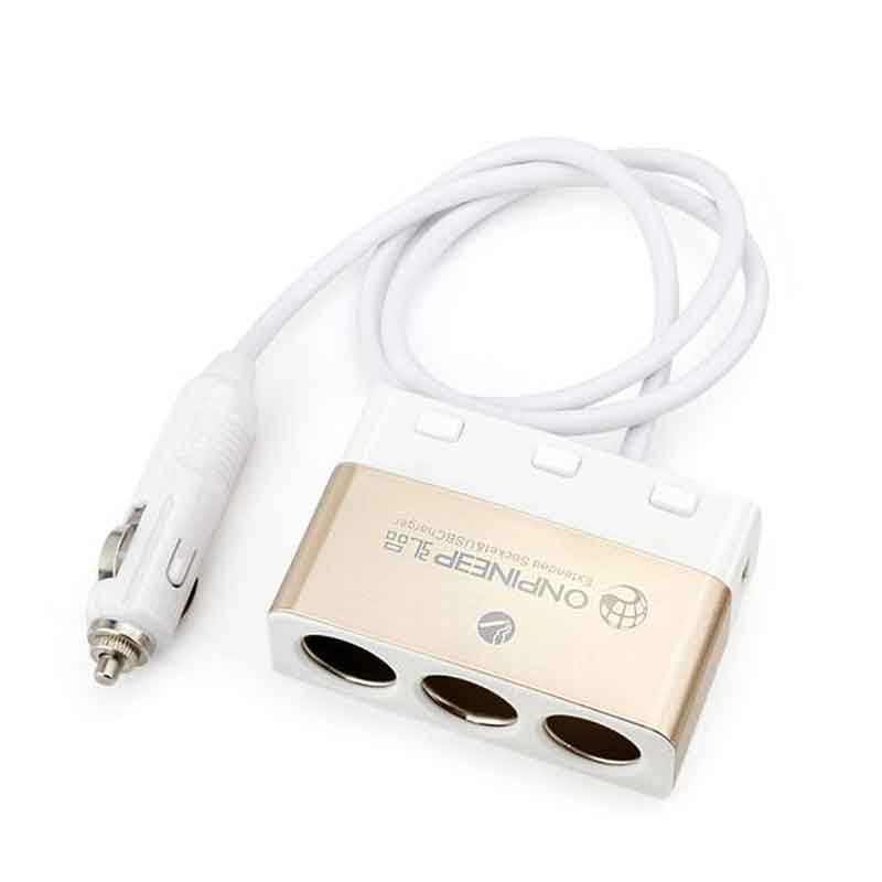 12/24V Car Cigarette Lighter 150W Towed Three Switch Dual USB Charger Cigarette Lighter Lit-image-453220388