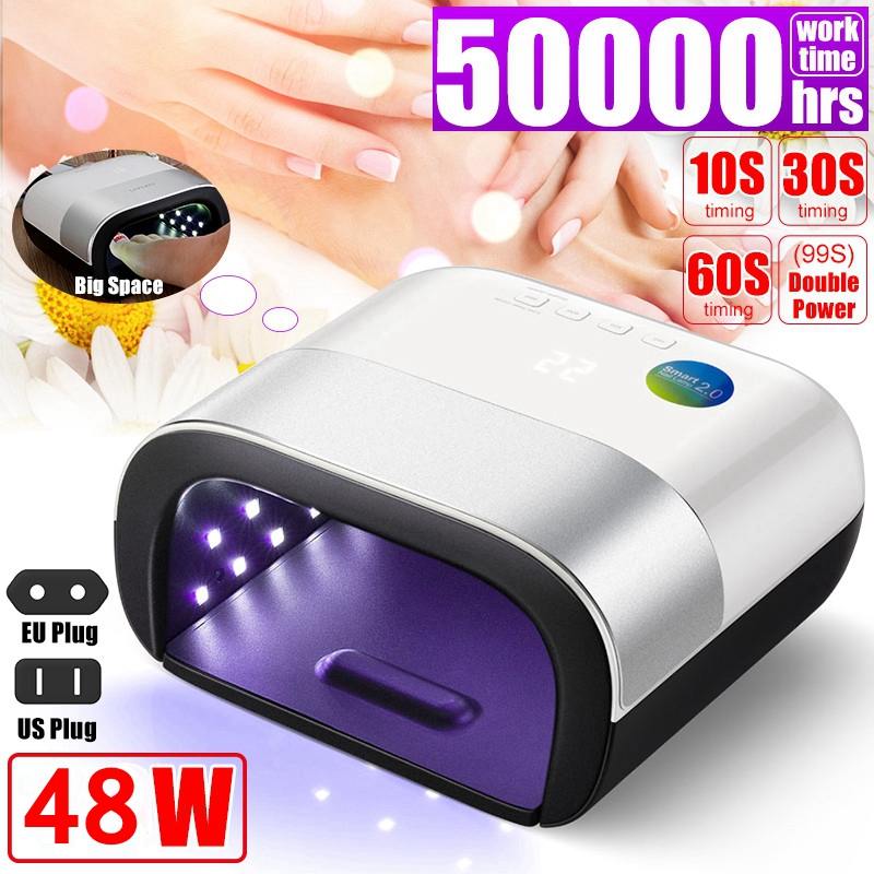

NEW UV Lamp Painless Nail Dryer 48W LED Lamp Nail with Smart Timer Memory Digital Timer Display Drying Machine, As pic
