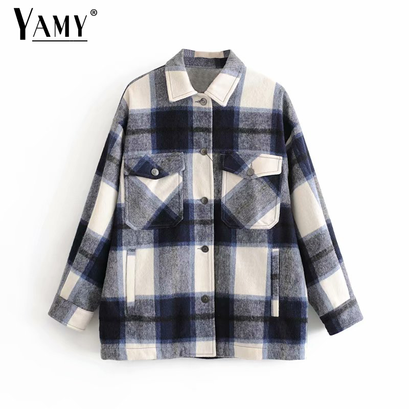 

Women's Jackets 2021 Plus Size Coats And Women Cute Plaid Jacket Loose Korean Ladies Oversized Winter Female Autumn, Green