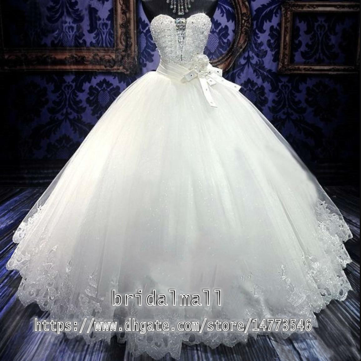 

2020 Chic Sweetheart Ball Gown Cinderella Wedding Dress Vintage Lace Appliques Major Beading African Bridal Dresses Cheap Sash Wedding Gowns, White