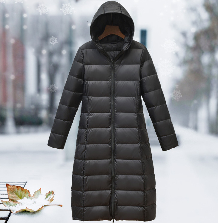 

EWQ]Long Sleeve Female Long White Duck Low Body Women Ultra-thin Overcoat Warm Coat Slim Black Down Jacket 2019 Winter NewQK945, Beige