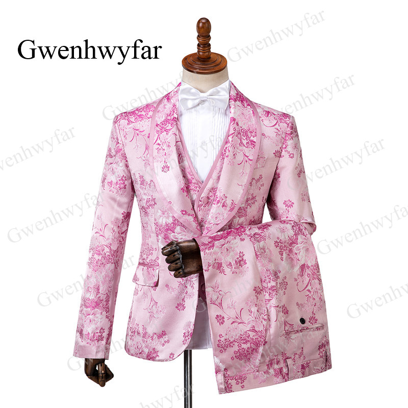 AK Beauty Mens Hot Pink Notch Lapel Two Button Tuxedo Jacket Slim Fit Prom Party Coat Wedding Coat Casual Suit Jacket