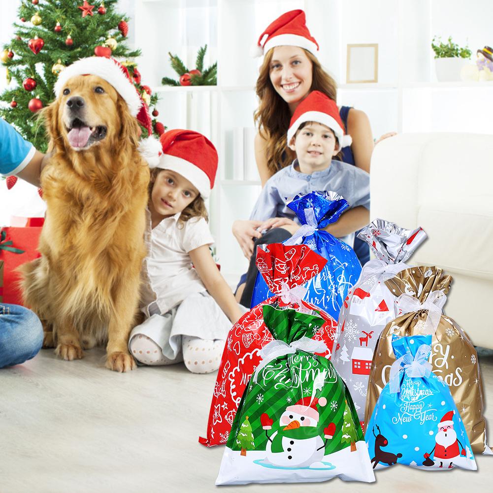 

30PCS Christmas Gift Wrapping Bags Holiday Treats Bags Christmas Candies Party Favor Pouch with Ribbons ##