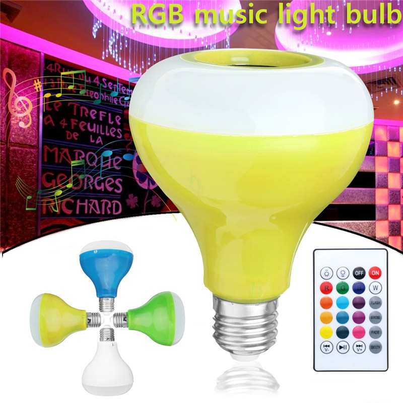 

E27 RGB Wireless bluetooth Speaker Bulb Music Playing Dimmable LED RGB Music Bulb Light Lamp with Remote Control