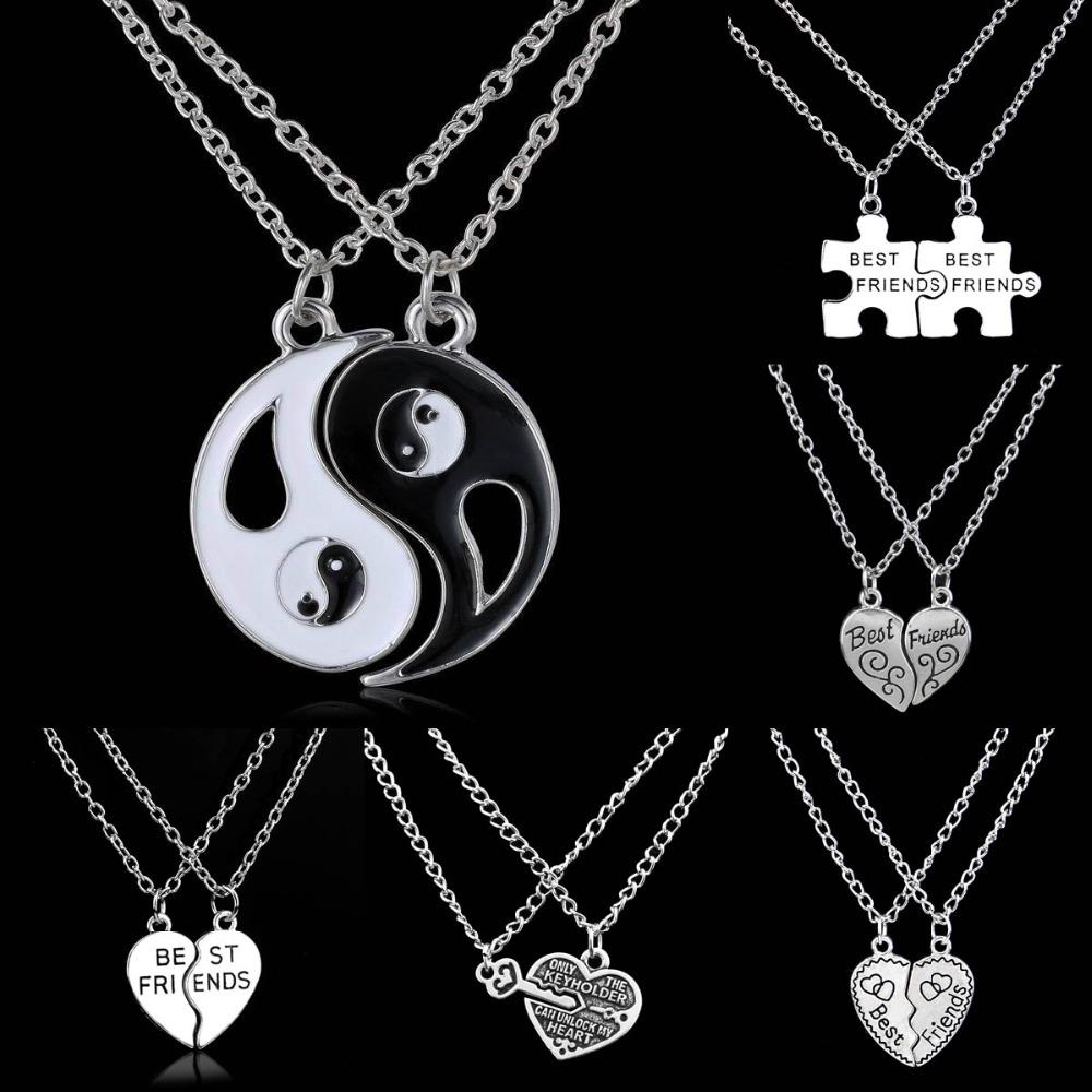 Bonito Precioso Best Friends Pareja Collar Aleación Gossip Puzzle Collar