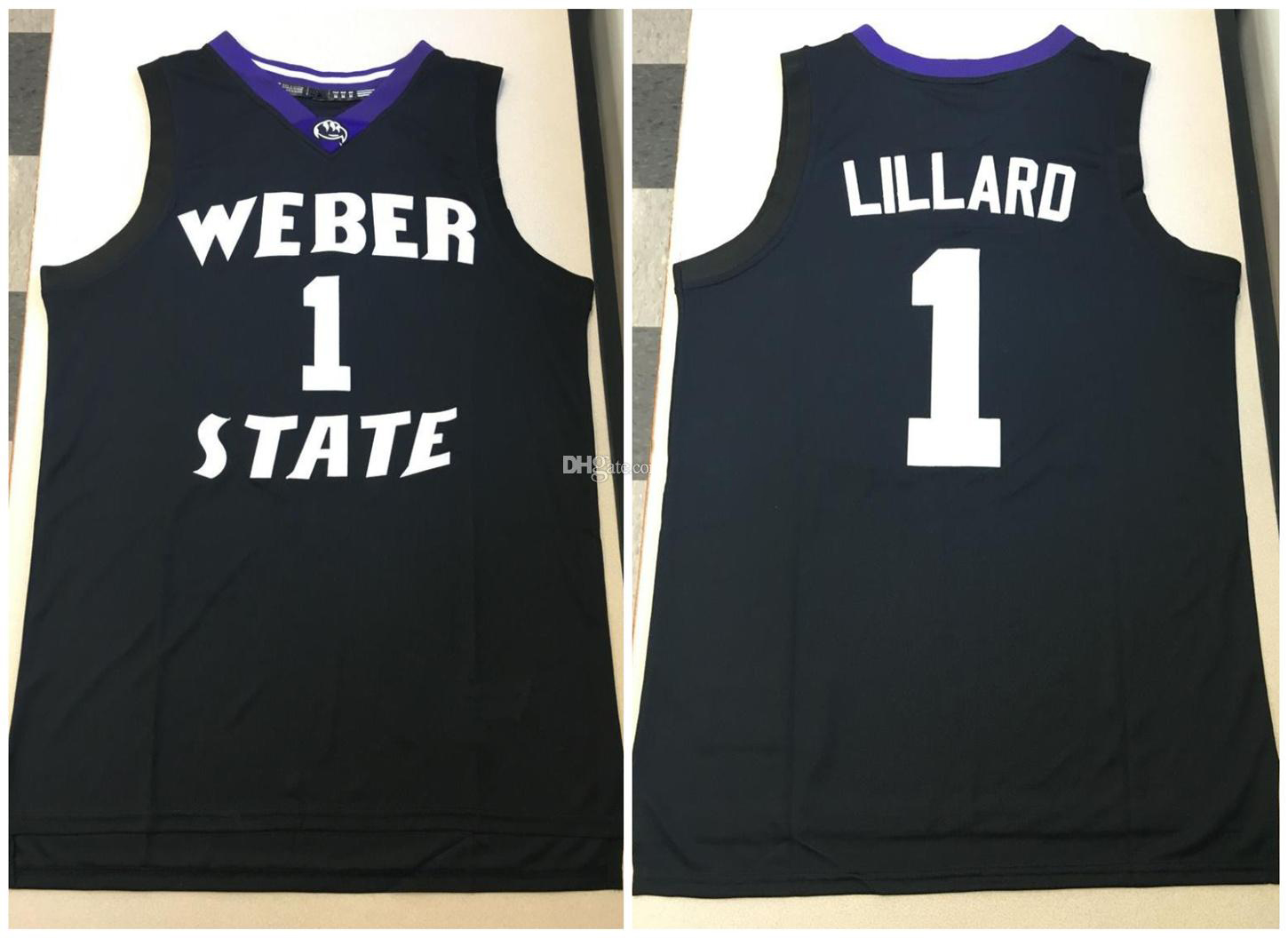 

Weber State Wildcats College Damian Lillard #1 Black Retro Basketball Jersey Men's Stitched Custom Any Number Name Jerseys, As show