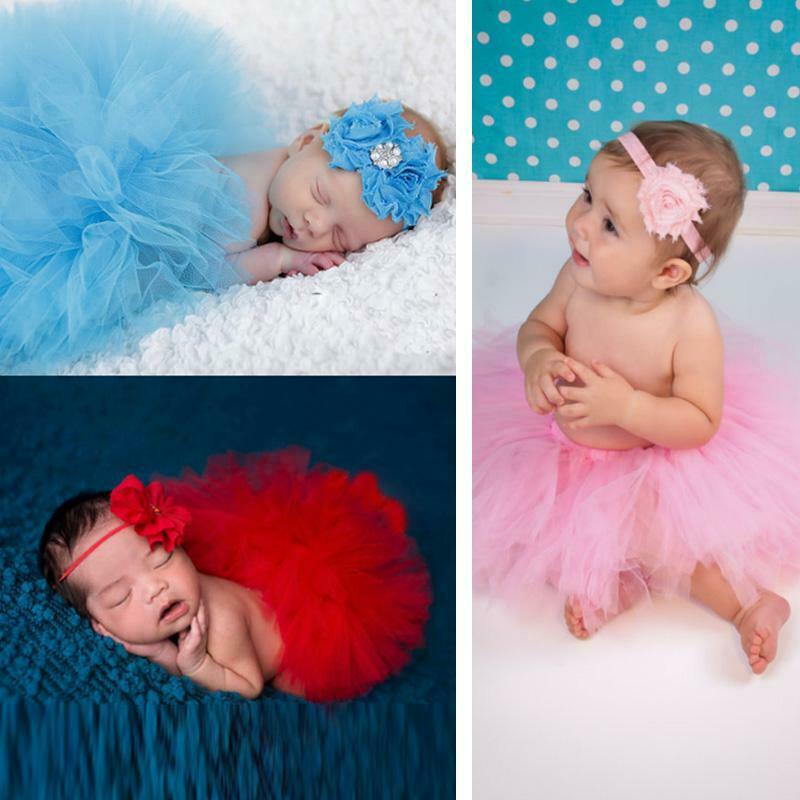 

Newborn Baby Girl Tutu Skirt Dress Headband Photo Infant Photography Prop Outfit, White