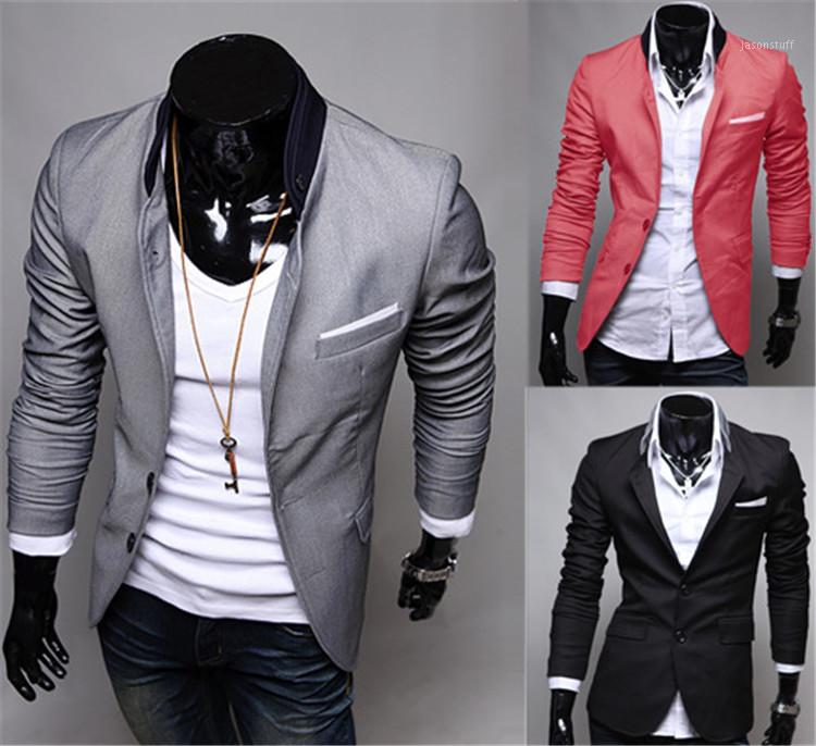 Fashion Winter Black Red Gray Mens Casual Clothes Cotton Long Sleeve Casual Slim Fit Stylish Suit Blazer Coats Jackets1