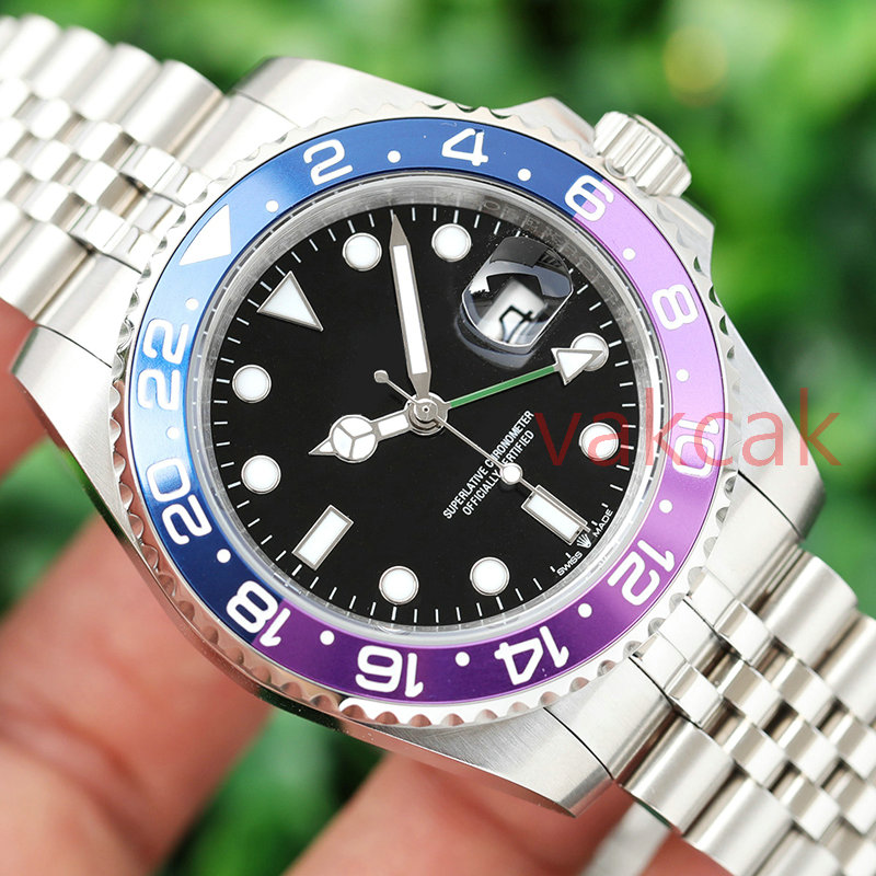 

New GMT Ceramic Bezel Mens Mechanical SS Automatic Movement Watch Sports Self-wind Jubilee master Watches Wristwatches, Original box