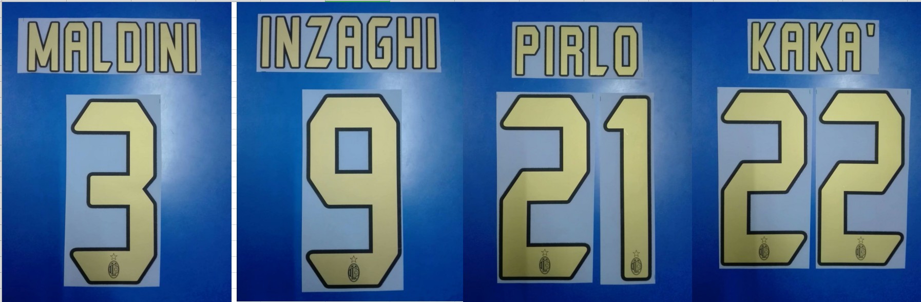 

Retro 2006-2007 home KAKA PIRLO INZAGHI MALDINI nameset patch badge