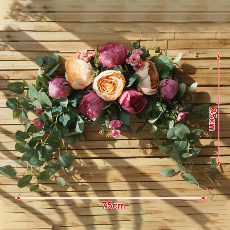 

DIY Wedding Peony Backdrop Artificial Flowers Hanging Wreath Handmade Swag Table Runner Centerpiece Fake Garland Home Decor, A13