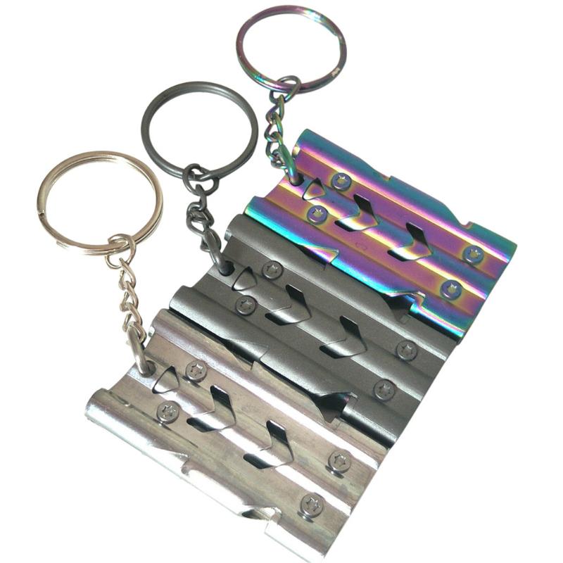 

Outdoors High Decibel Portable Keychain Whistle Stainless Steel Three Pipe Emergency Survival Whistle Multifunction Tool