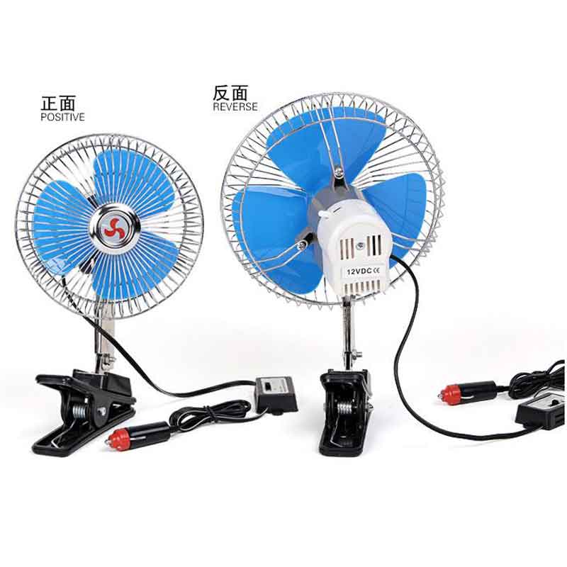 6Inch 12/24V Back Cover Semi-Sealed Car Fan with Clip Can Shake Head Portable Fan-image-460217900