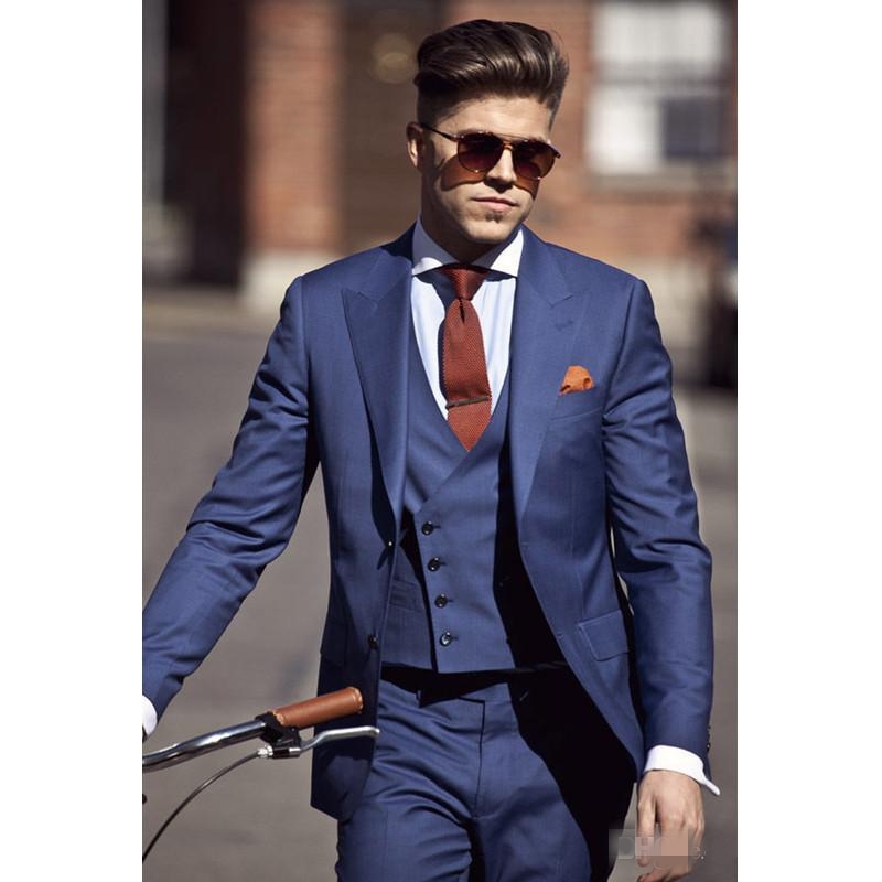 

TPSAADE New Peaked Lapel Mens Suits Slim Fit Groom Tuxedos Best Man Wedding Suits Groomsmen 3 Pieces (Jacket+Pants+Ves, Custom made