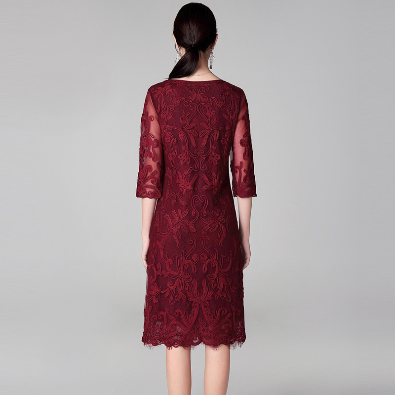 

of The Bride Dresses Wedding Formal Gowns 2020 New Arrival Lace Knee Length Mother Groom Dress Robe Plus Size, Burgundy