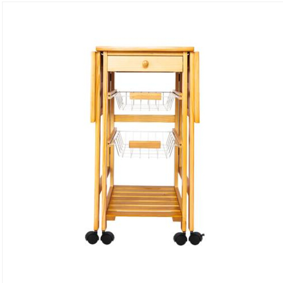 

sales 2019 Free shipping Portable Rolling Drop Leaf Kitchen Storage Trolley Cart Island Sapele Color