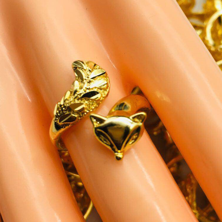 

hot sell ladys ring Sha Jin Fox Ring Plating 24K Gold Ring Explosion Female Wedding Imitation Gold Jewelry Wholesale price free shipping