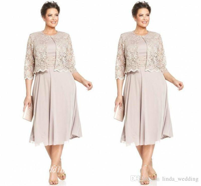 

2019 Elegant Mother Of The Bride Groom Dress With Jacklet High Quality Chiffon Lace Formal Wedding Party Gown Plus Size vestido de madrinha