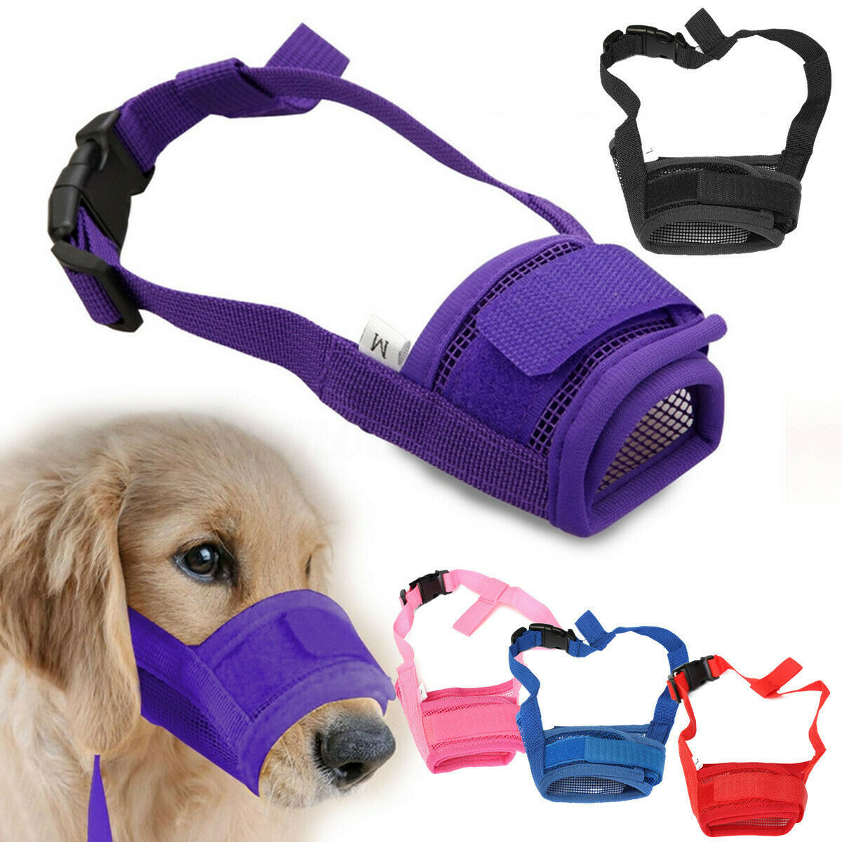 

Adjustable Dog Pets Mask Small & Large Train Mesh Mouth Muzzle Basket Grooming Anti Stop Bark Anti-bite Stop Chewing Puppy Safety