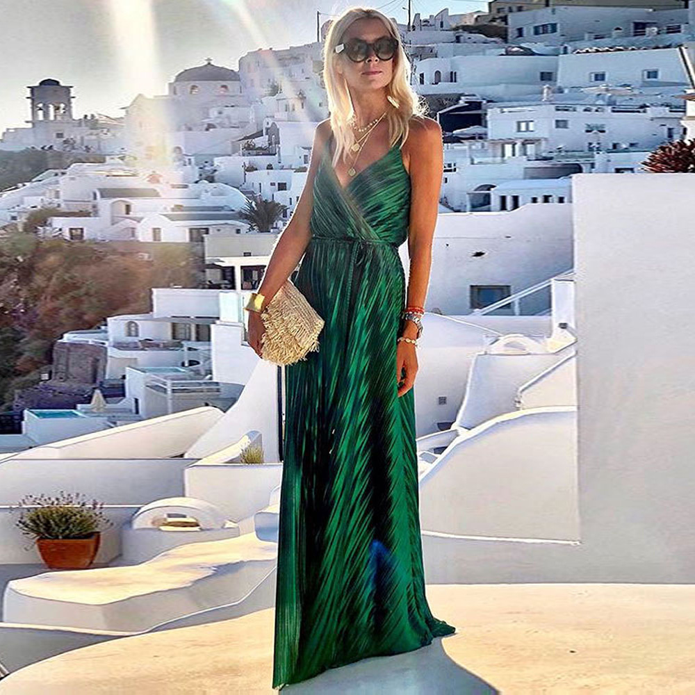

Green V Neck Tunic Satin Maxi Dress Vestidos De Fiesta De Noche Vestidos Verano Mujer Shoulder Strap Bodycon Dress  XL DLM611560