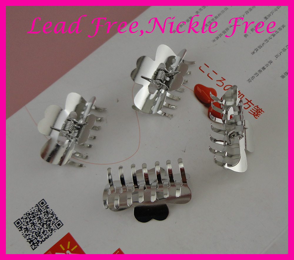 Hair Claw 10PCS silver finish 4.0cm big plain Metal Hair Claw hairgrips at lead free,nickle free,hair Accessories,jaw hair clips Grips-image-446409422