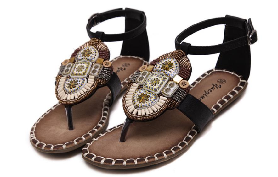 

2019 Women's Sandals in Summer with New style flat bottom water drill@96, Black