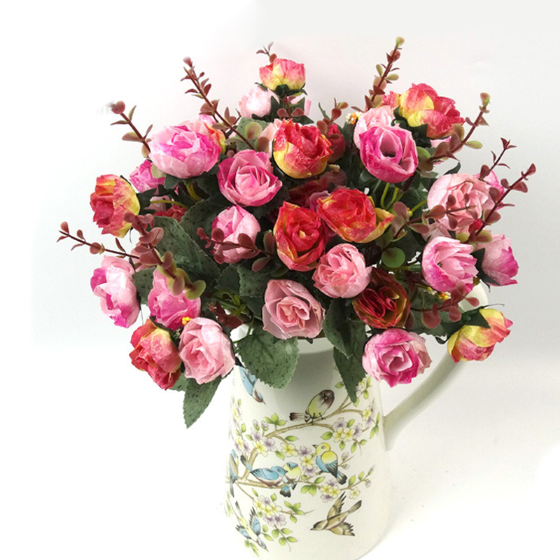 

21 Heads Artificial Rose Flower Leaf Bouquet Home Garden Wedding Bridal Decor
