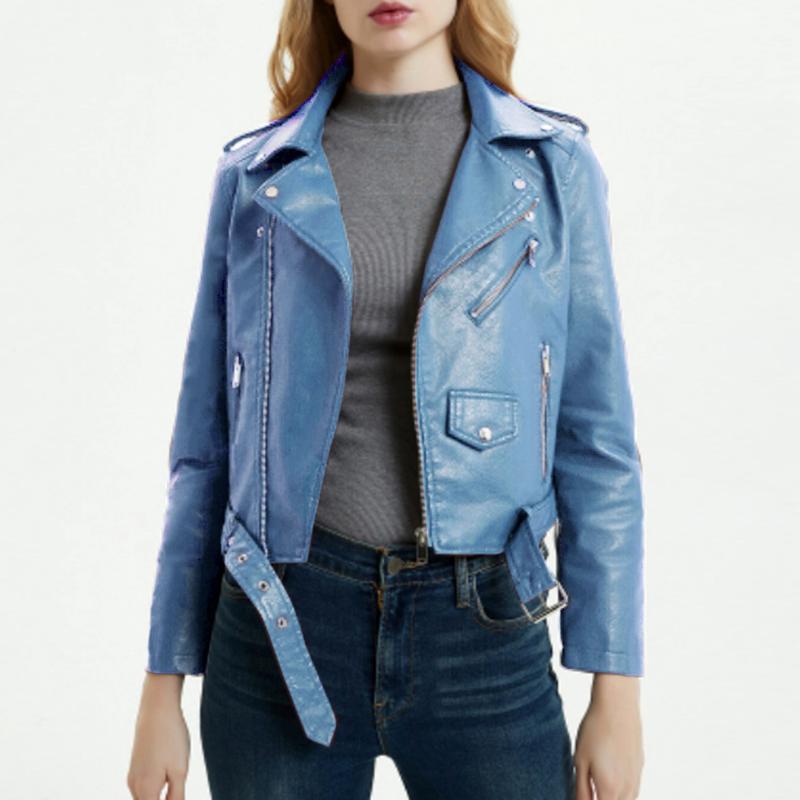 

JODIMITTY Fashion PU Jacket Autumn New Style Short Coat Women Zip Up Coat Oversized 3XL Femme Basic Solid Jacket Mujer, Yellow