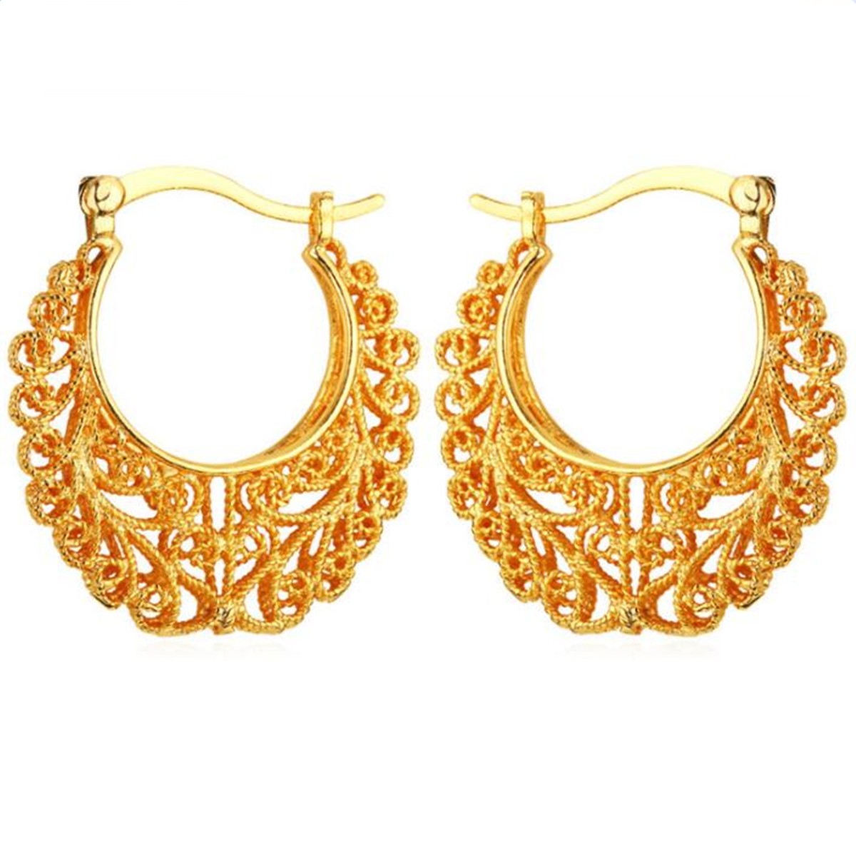 Hoop & Huggie Est Trendy 18K Real Gold Plated Vintage Earrings For Women Fashion Jewelry Basketball Wives E360-image-182349789