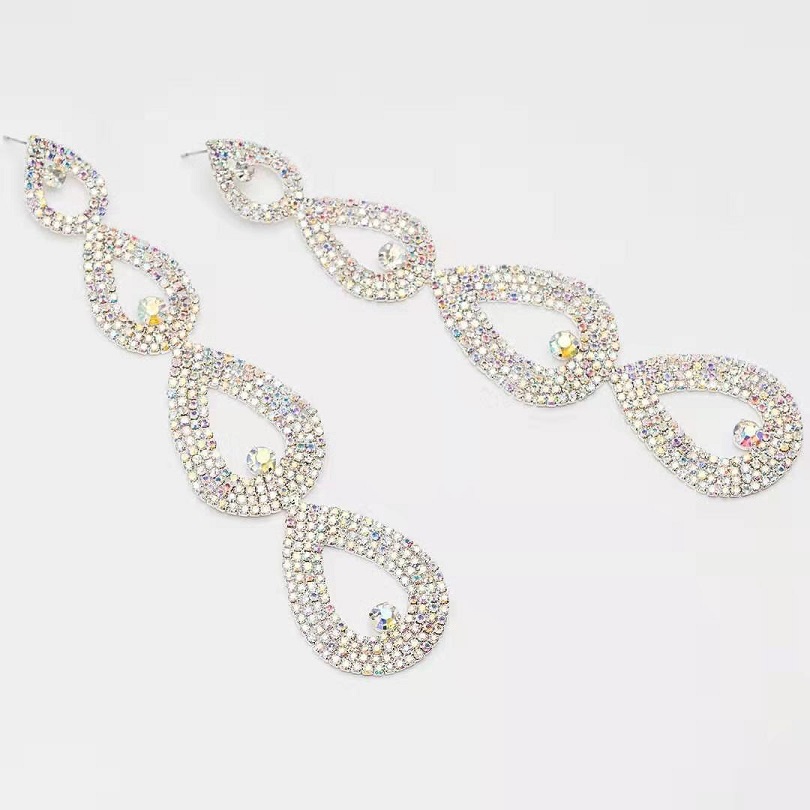 

Wholesat water drop bridal wedding dangle earrings for women luxury designer bling diamond heart earring engagement dinner jewelry love gift