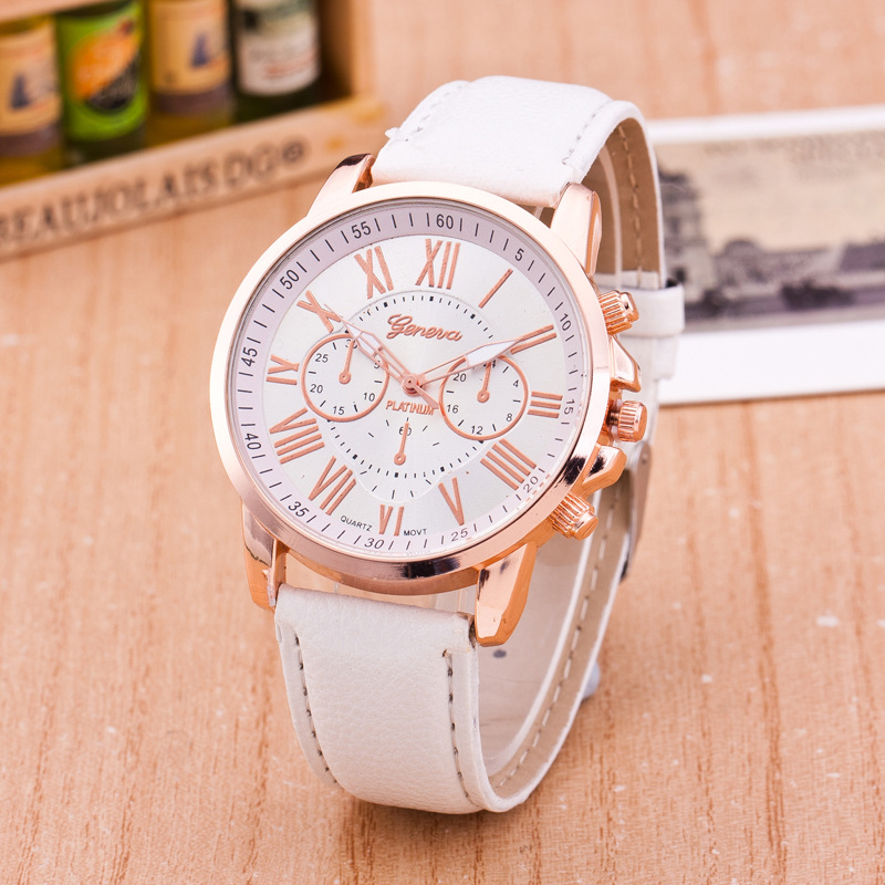 

Fashion Watches Men Bracelet Geneva Roman Numerals Leather Band Analog Quartz Wristwatch Women cool Big dial Casual Clock, Leave a message about color