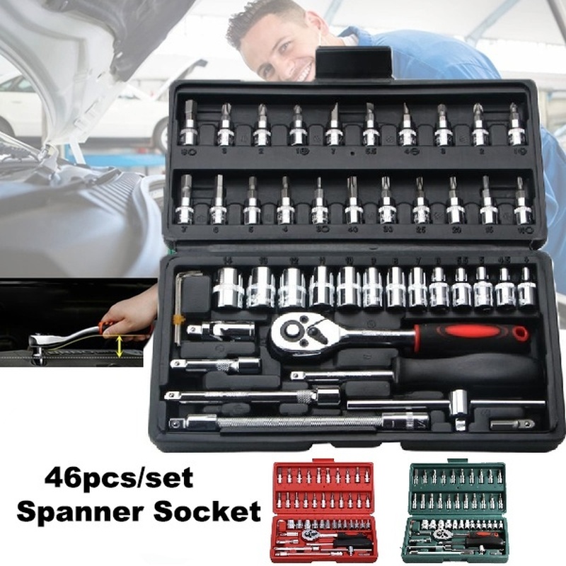 

46pcs/set Carbon Steel Combination Set Wrench Socket Spanner Screwdriver Ratchet Set Kit Household Motorcycle Car Repair Tool