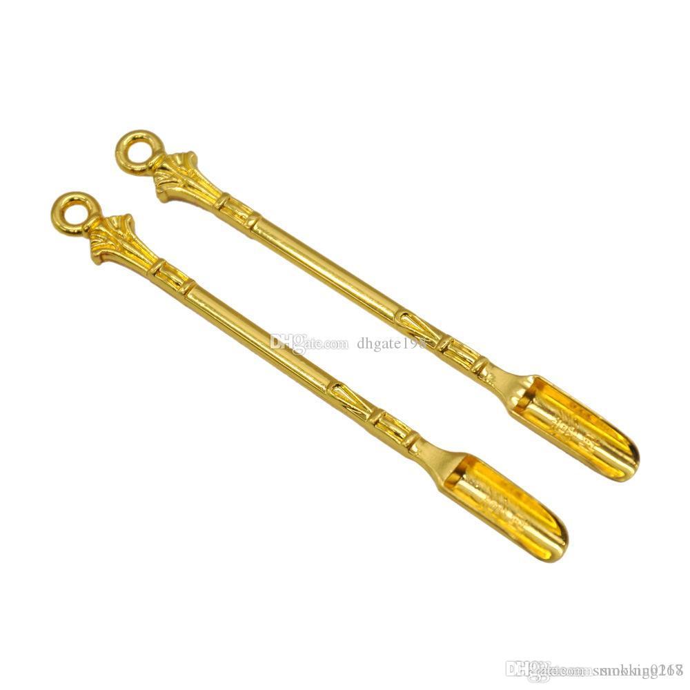 Retail/Wholesale Golden Metal Spoon Use For Sniffer Snorter HOOVER HOOTEER Snuff Snorter Powder Spoon Smoking Accessories-image-538301374