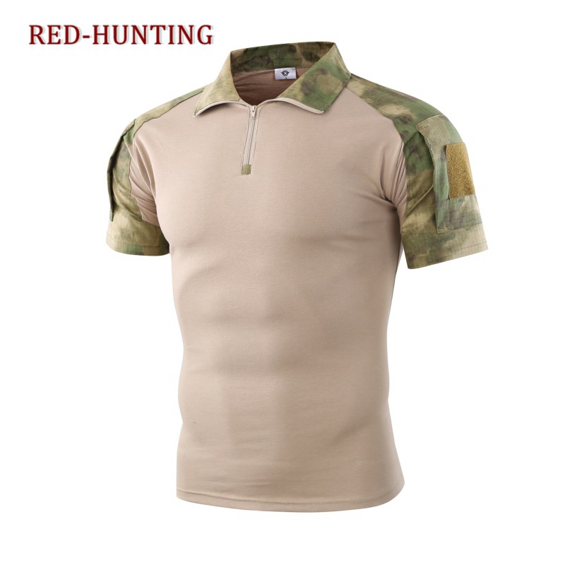 

FG AU Tactical Camo Combat Shirt Perspiration T-Shirt Short Sleeve Tops Summer