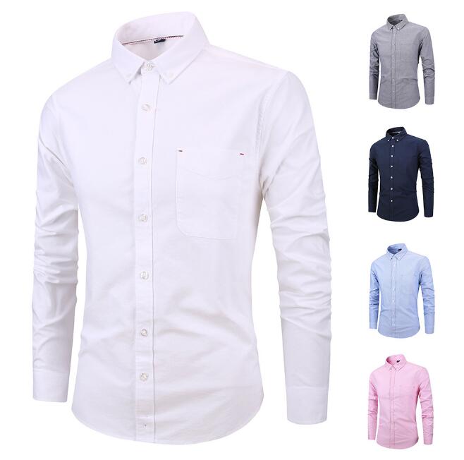 

Men' men' shirt new simple long sleeve cotton loose fit shirt, Blue
