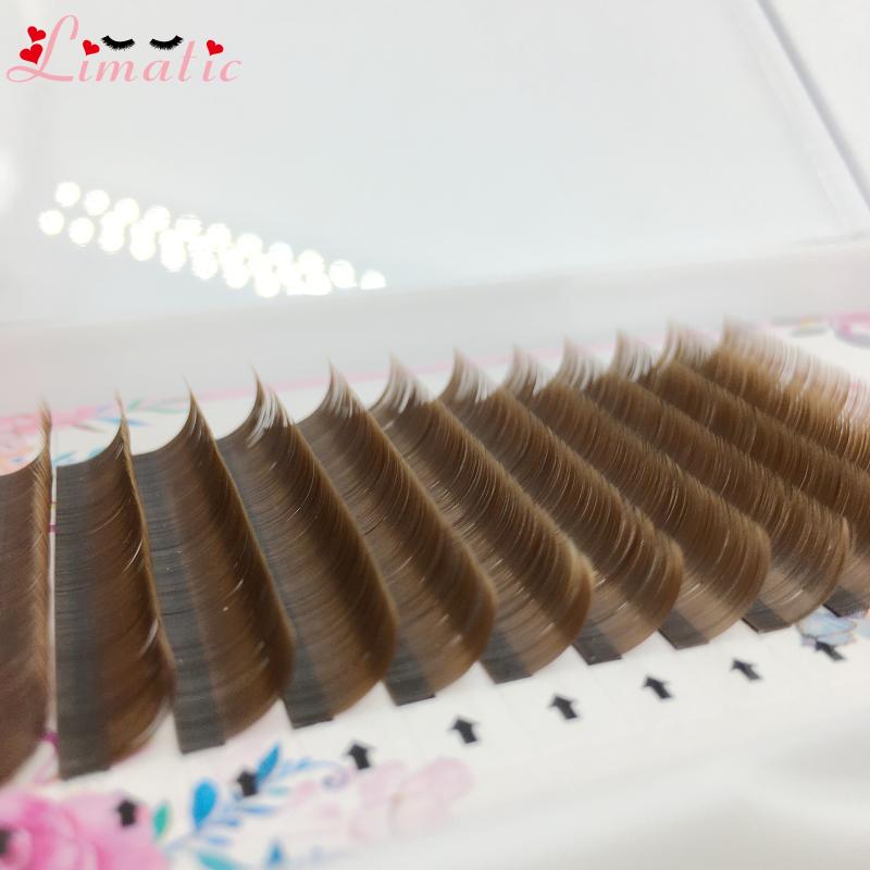 

Professional Eyelash Extension Brown 12 Rows Faux Mink Soft Grafting Flat Individual Lashes High Quality